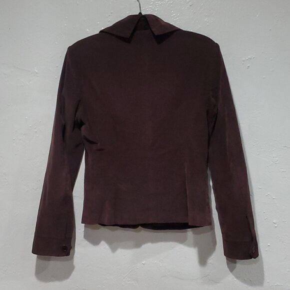 BCBGMaxAzria Brown Corduroy Jacket with Ruffled Neckline Size M - Picture 6 of 14